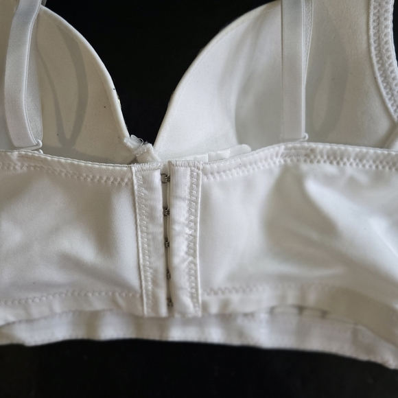 Dressy Hand Sewn Rhinestone Sequin Corset Croptop Adjustable white - Picture 4 of 6